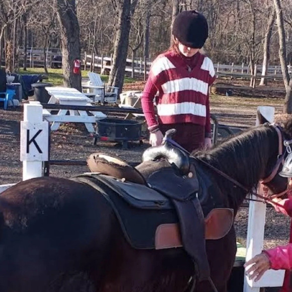 Sweater vest small oversized knit pull over sweater layering preppy equestrian - Picture 9 of 9